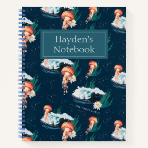 Cuaderno El patrón de las medusas del océano blanco Lotus
