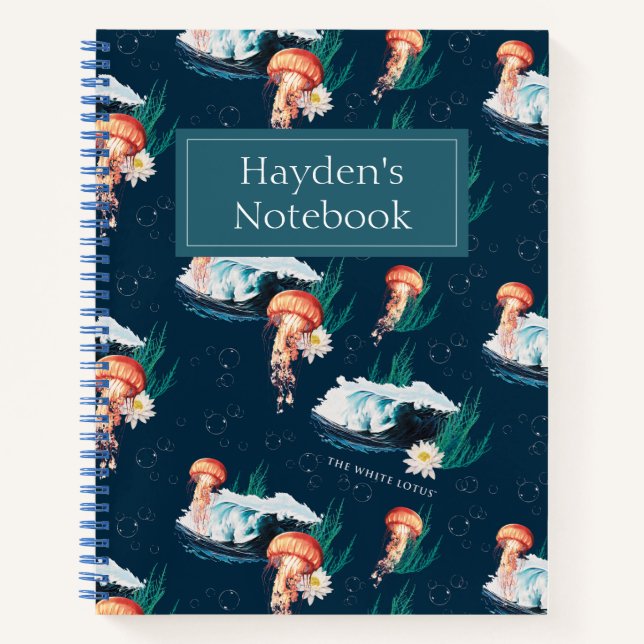 Cuaderno El patrón de las medusas del océano blanco Lotus (Anverso)
