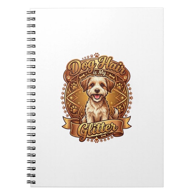 Cuaderno El pelo de perro es cinta dorada esponjosa brillan (Frente)
