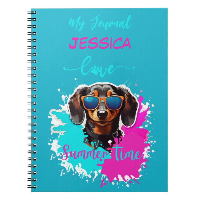 Cuaderno El perro lindo amor el verano el azul rosado (Frente)