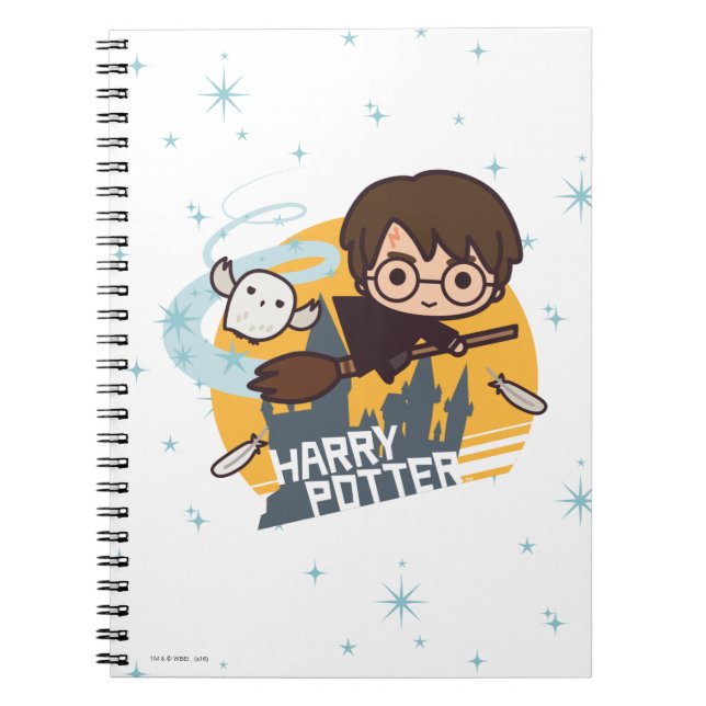 Cuaderno El personalizado Harry y Hedwig Flying Past Hogwar (Frente)