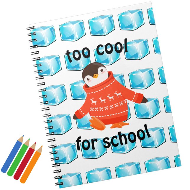 Cuaderno El Personalizado malhumorado pingüino "demasiado G (An adorable penguin notebook for kids who are "too cool for school"!)