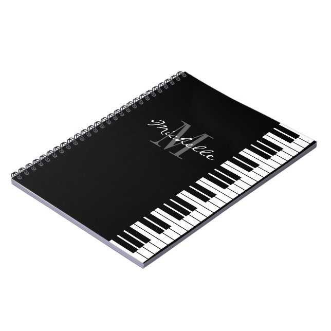 Cuaderno El piano blanco y negro del monograma cierra el (Lado Izquierdo)