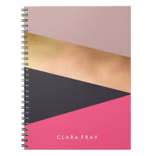 Cuaderno el polluelo elegante subió el bloque gris rosado