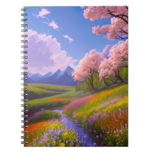 Cuaderno El prado verde con una corriente de natación