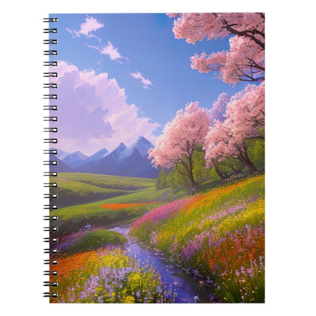 Cuaderno El prado verde con una corriente de natación (Frente)