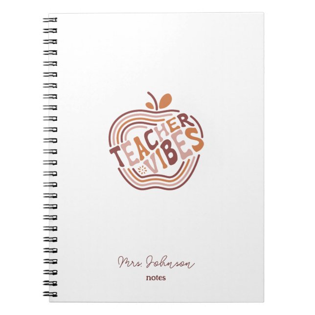Cuaderno El profesor Vibes Boho Apreciación Personalizada A (Frente)