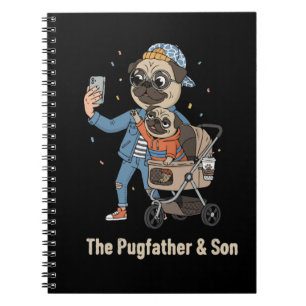 Cuaderno  El Pugfather y Hijo   Selfi Divertido de Padre Pu