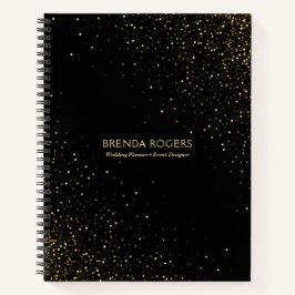 Cuaderno El purpurina dorado brilla sobre negro