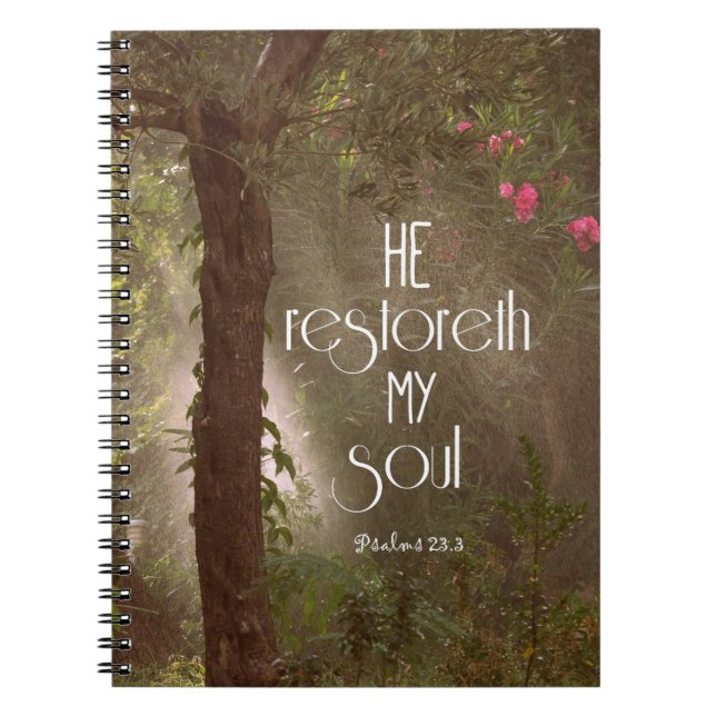 Cuaderno Él restaura mi alma bíblica verse (Frente)