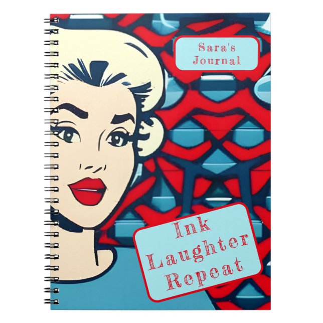 Cuaderno El retro arte pop de los años 50 personalizado y d (Frente)