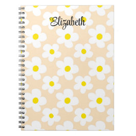 Cuaderno El retro de melocotón cutáneo daisies giratorio