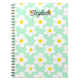 Cuaderno El retro verde de menta suave daisies giratorio