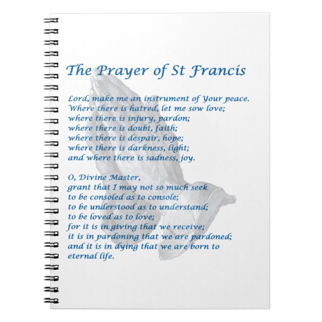 Cuaderno El rezo de St Francis (Frente)