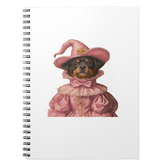 Cuaderno El rotuiler cachorro vestido de bruja rosada - Ha  (Frente)