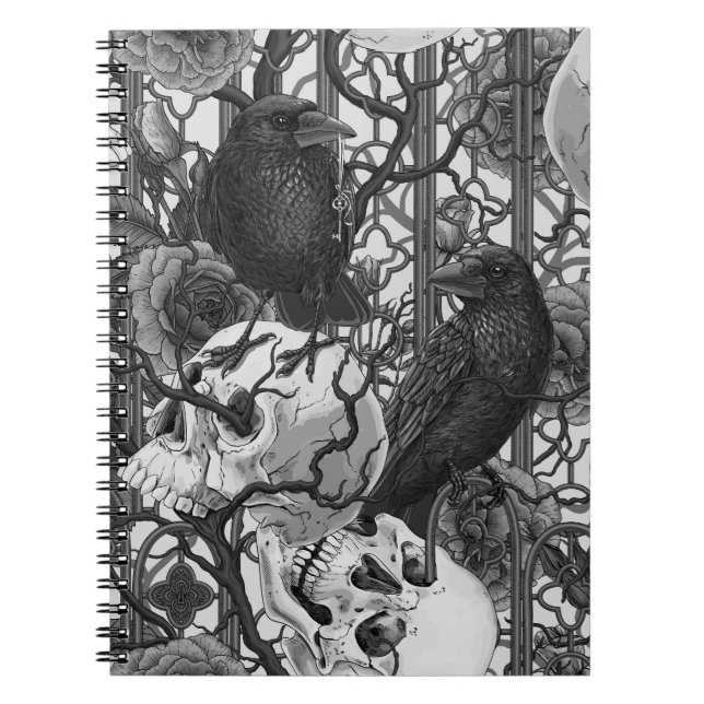 Cuaderno El secreto de Raven. Ilustracion gótico oscuro y m (Frente)