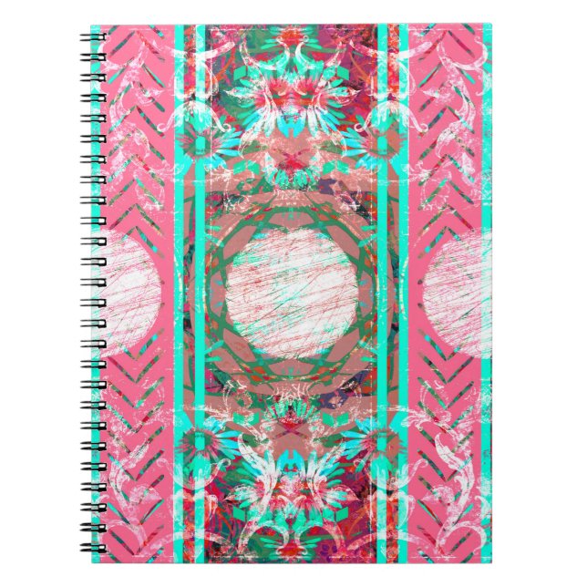 Cuaderno El Shabby rosa y Aqua Chic Boho Floral victoriana (Frente)
