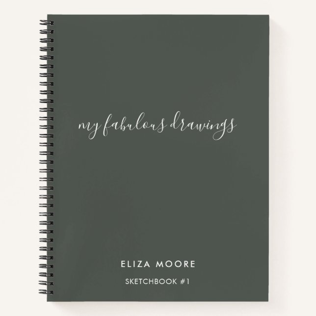 Cuaderno El Sketchbook personalizado moderno Sage Su nombre (Anverso)