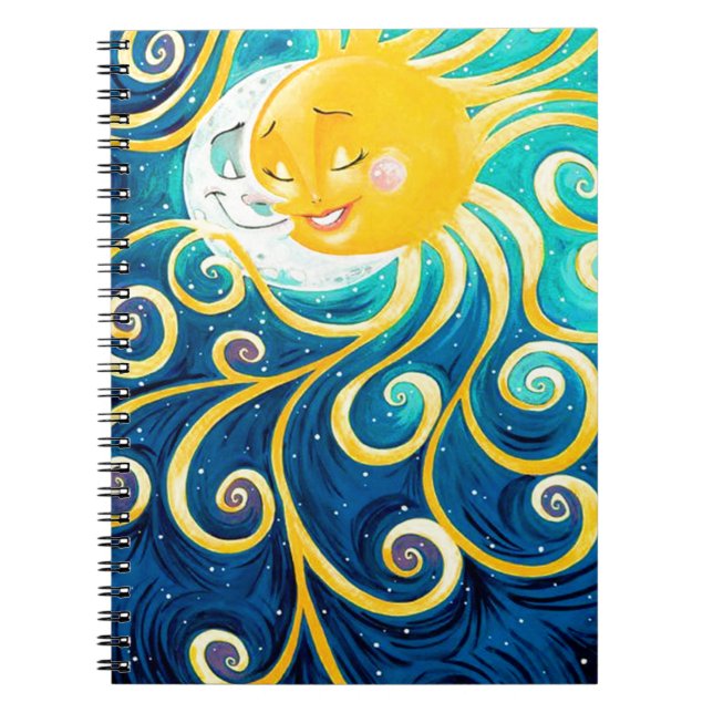 Cuaderno El sol personalizado y la luna aman la paz (Frente)