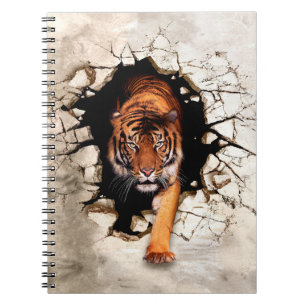Cuaderno El tigre de foto emerge de los wallti destruidos