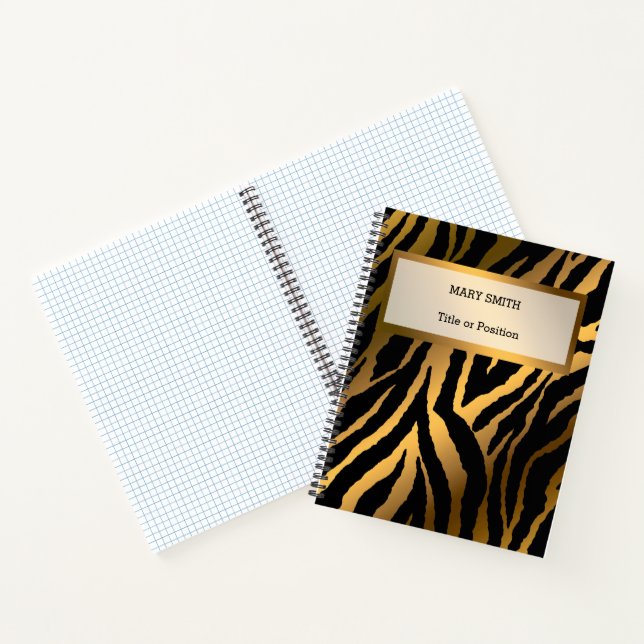 Cuaderno El tigre de oro moderno de lujo añade tu texto (Interior)