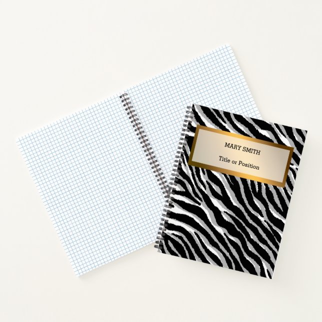 Cuaderno El tigre plateado moderno de lujo añade tu texto (Interior)