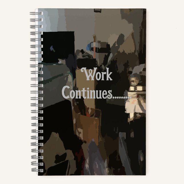 Cuaderno El trabajo continúa con el bloc de notas en espira (Anverso)