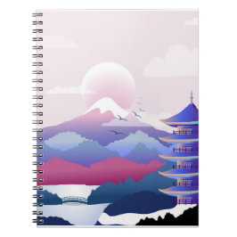 Cuaderno El Tranquilo Paisaje Del Templo Al Amanecer