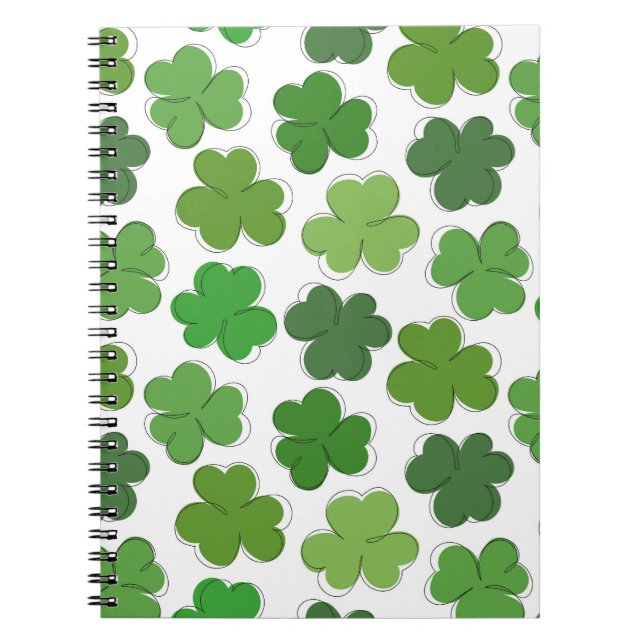 Cuaderno El trébol verde de suerte. Esbozar el shamrock. (Frente)