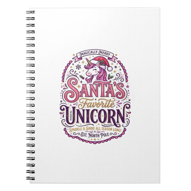 Cuaderno El Unicornio Favorito de Santa Unicornio (Frente)