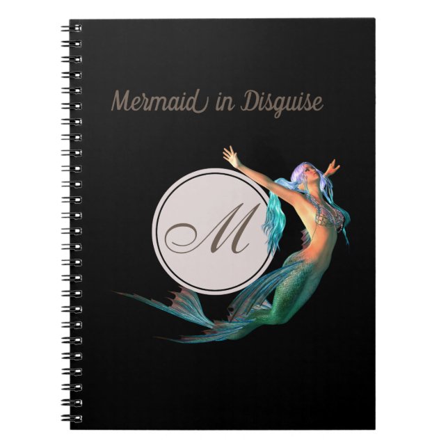 Cuaderno El verano de la sirena Monograma negro Moda modern (Frente)