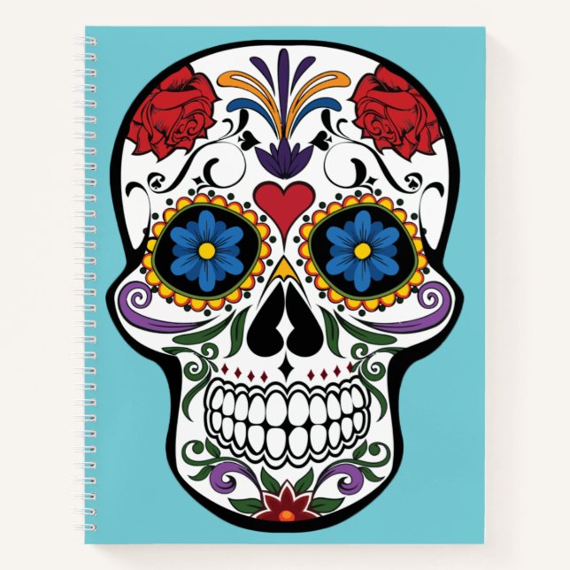Cuaderno El Verde azulada día del Skull del Azúcar muerto (Anverso)