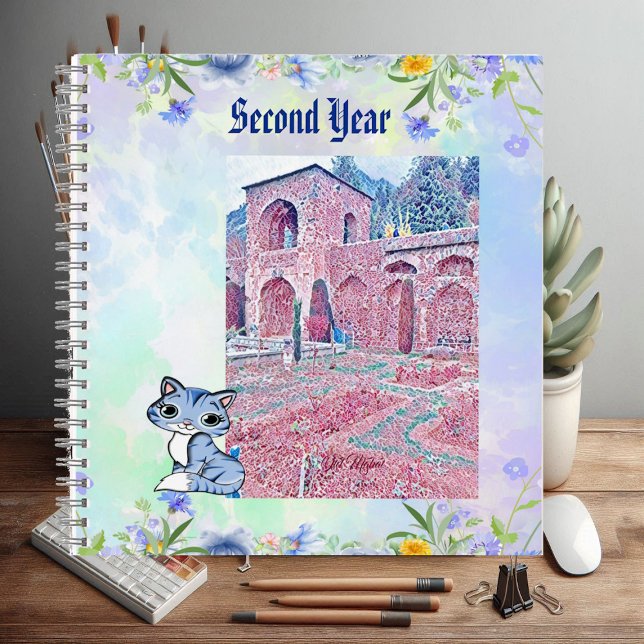 Cuaderno El viejo Mahal ruina el segundo año que los amante (Old Mahal Ruins Second Year Cat Lovers Pastel Pink Notebook)