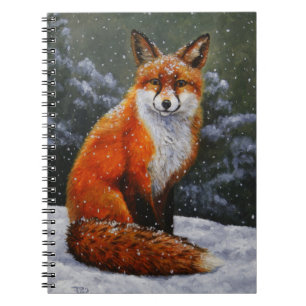 Cuaderno El zorro rojo curado en la nieve de invierno