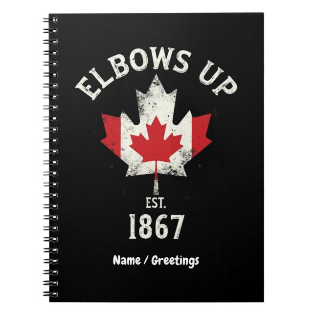 Cuaderno Elbows Up Canada Est 1867 Orgullosa cosecha canadi (Frente)