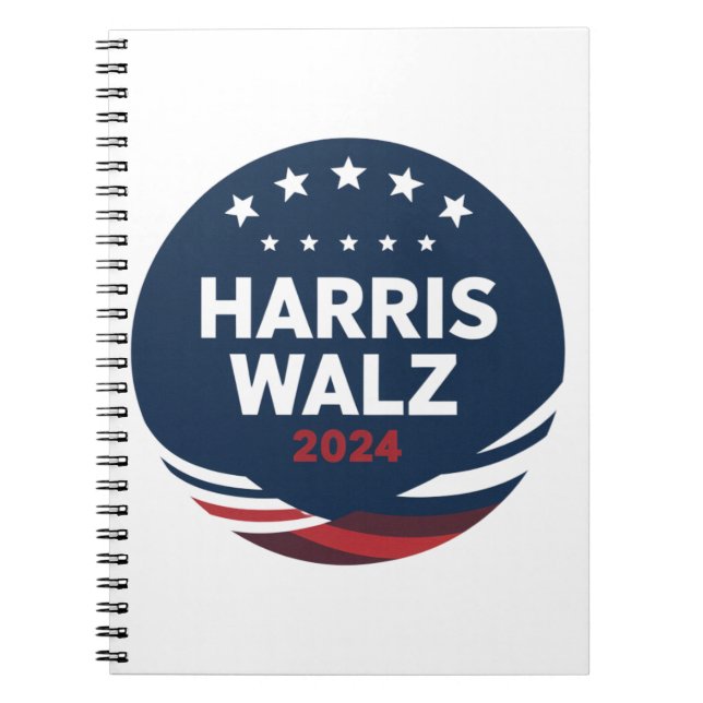 Cuaderno Elección de botón retro para demócratas Harris Wal (Frente)