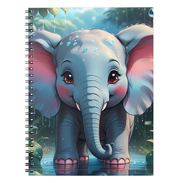 Cuaderno Elefante adorable en la lluvia (Frente)