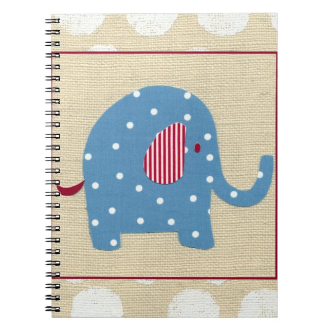 Cuaderno Elefante azul con puntos de Polka blanco (Frente)