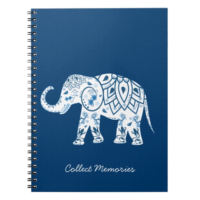 Cuaderno Elefante Azul Pateado Ornate (Frente)