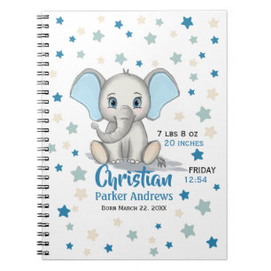 Cuaderno Elefante bebé con estadísticas de nacimientos de n