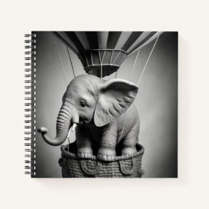 Cuaderno Elefante bebé en un globo de aire caliente