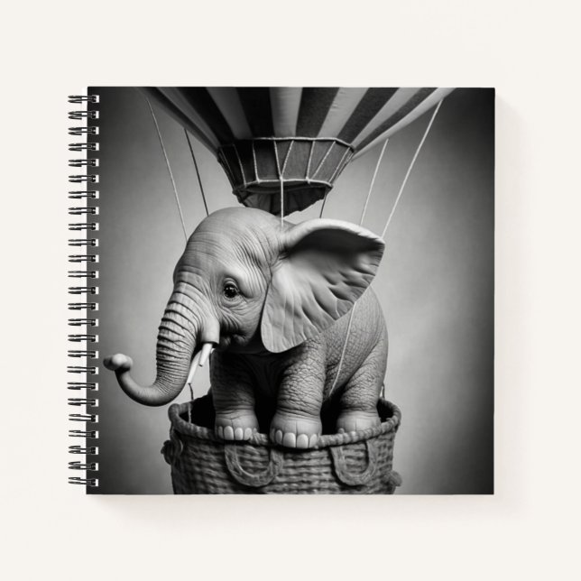 Cuaderno Elefante bebé en un globo de aire caliente (Anverso)