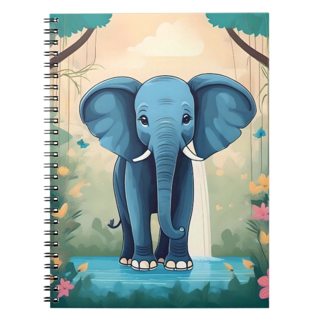 Cuaderno Elefante Bebé Whimsical Azul, (Frente)