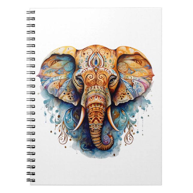 Cuaderno elefante colorido de mandala (Frente)