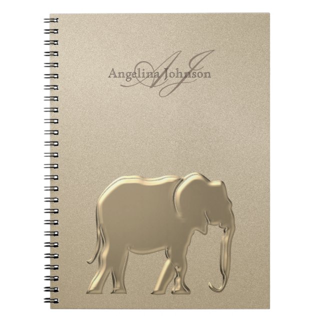 Cuaderno Elefante de Oro de Lujo Monogramado (Frente)
