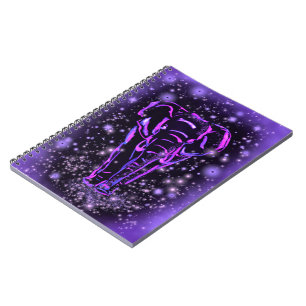 Cuaderno Elefante de portátil morado rosado en la noche est