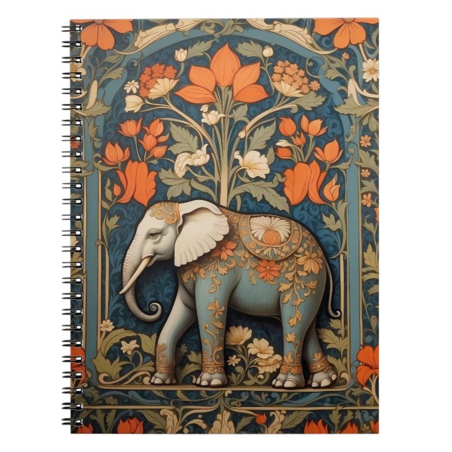 Cuaderno Elefante Decorado William Morris Inspirado en Flor (Frente)