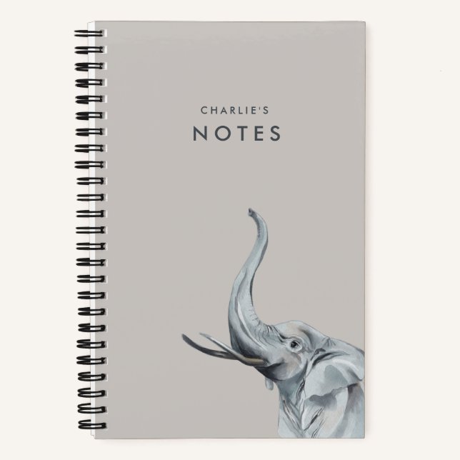 Cuaderno Elefante elegante personalizado (Anverso)