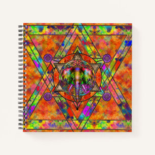 Cuaderno Elefante en la composición de geometría sagrada 