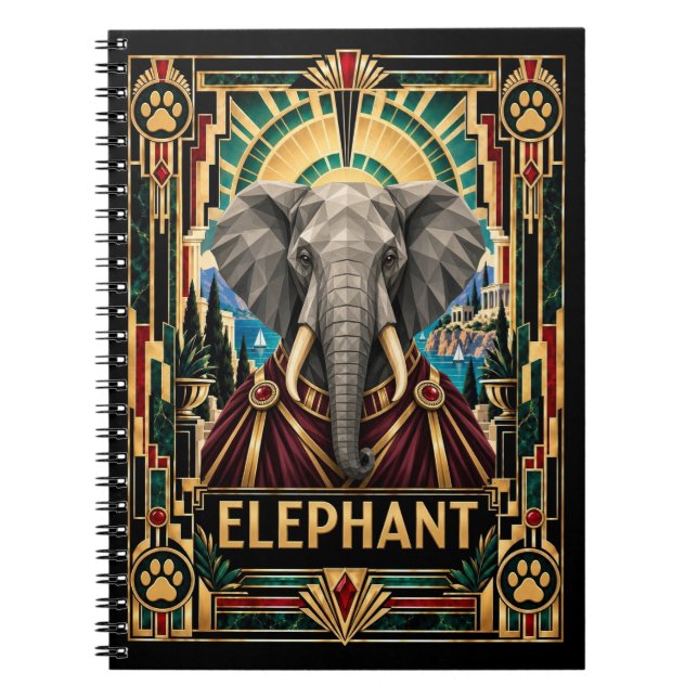 Cuaderno Elefante, Fauna Art Déco (Frente)